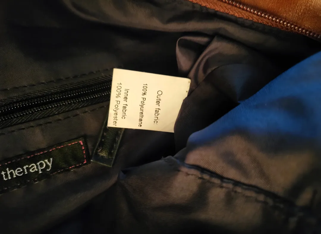 ❣️ Therapy Brown Tote Vegan Leather Handbag w Keychain Charm image indicator(9)