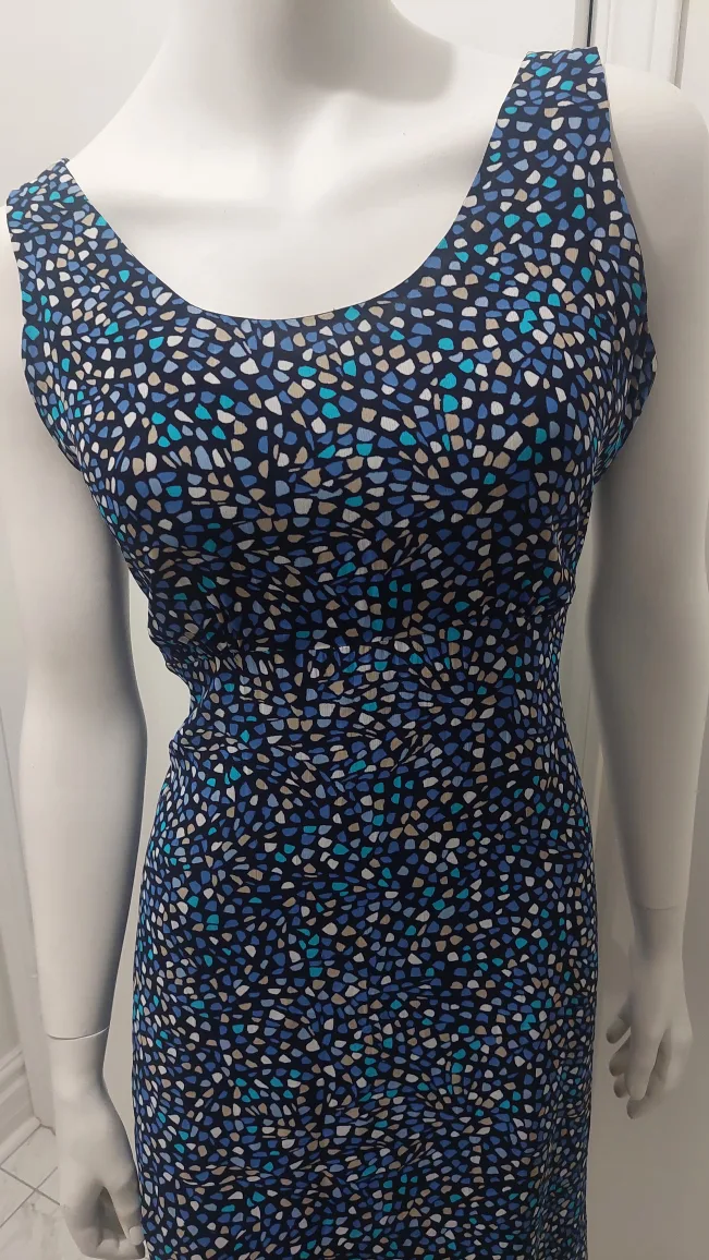 Liz Claiborne Patterned Dress - Blue, Teal, and Beige thumbnail