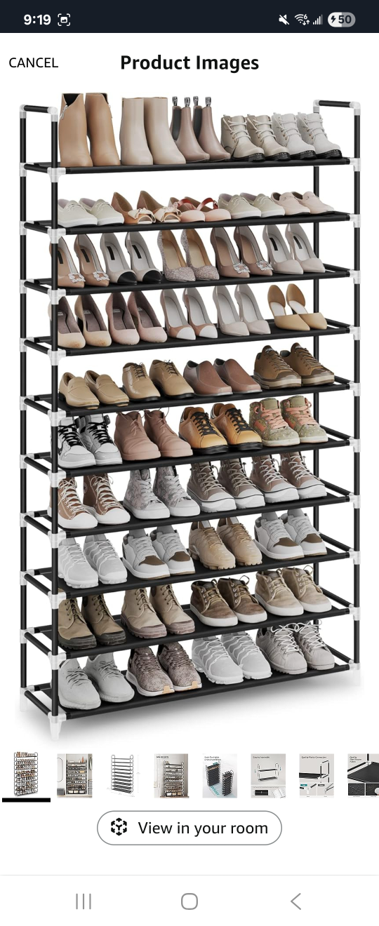 X-Large 10- Tier Shoe Rack, Slim and Space-Saving Design