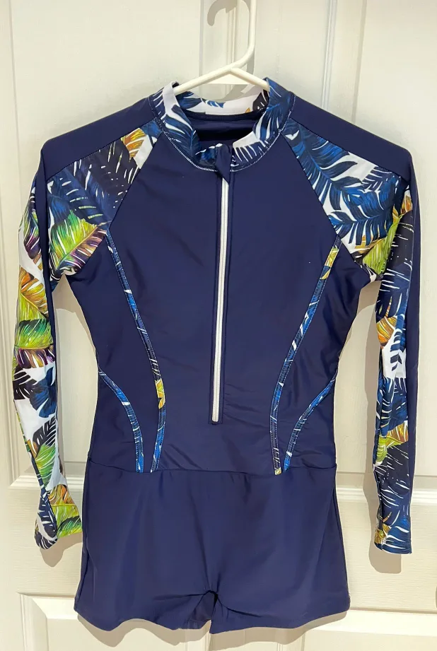 Navy Blue Long Sleeve Swimsuit thumbnail