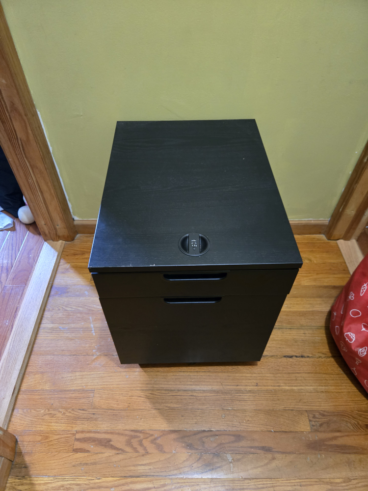 Black Wood Rolling File Cabinet