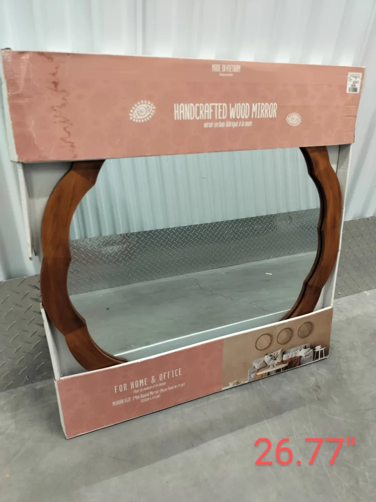 Handcrafted Wood Mirror - 24in Round thumbnail