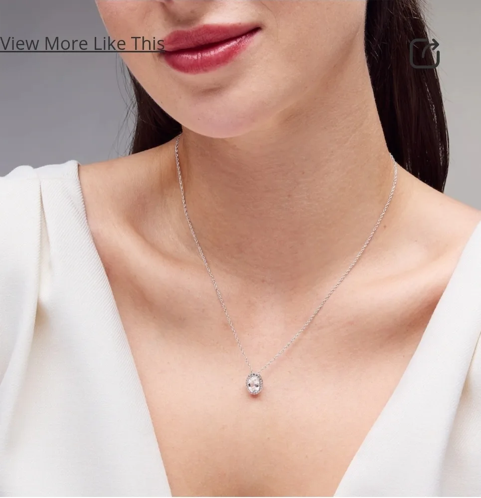 Oval White Sapphire Pendant in Sterling Silver thumbnail