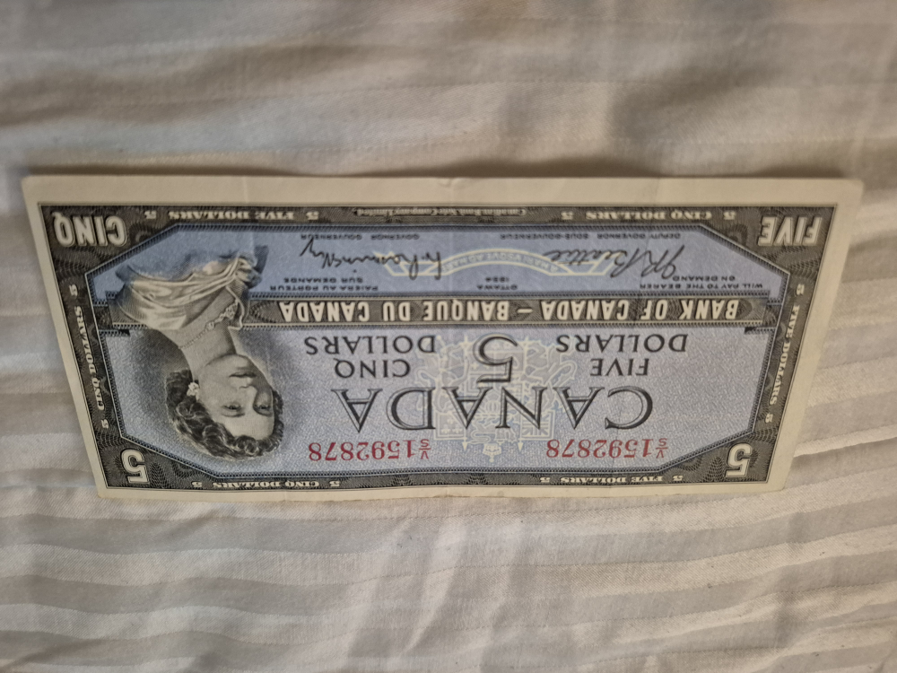 Vintage Canadian $5 Bank Note