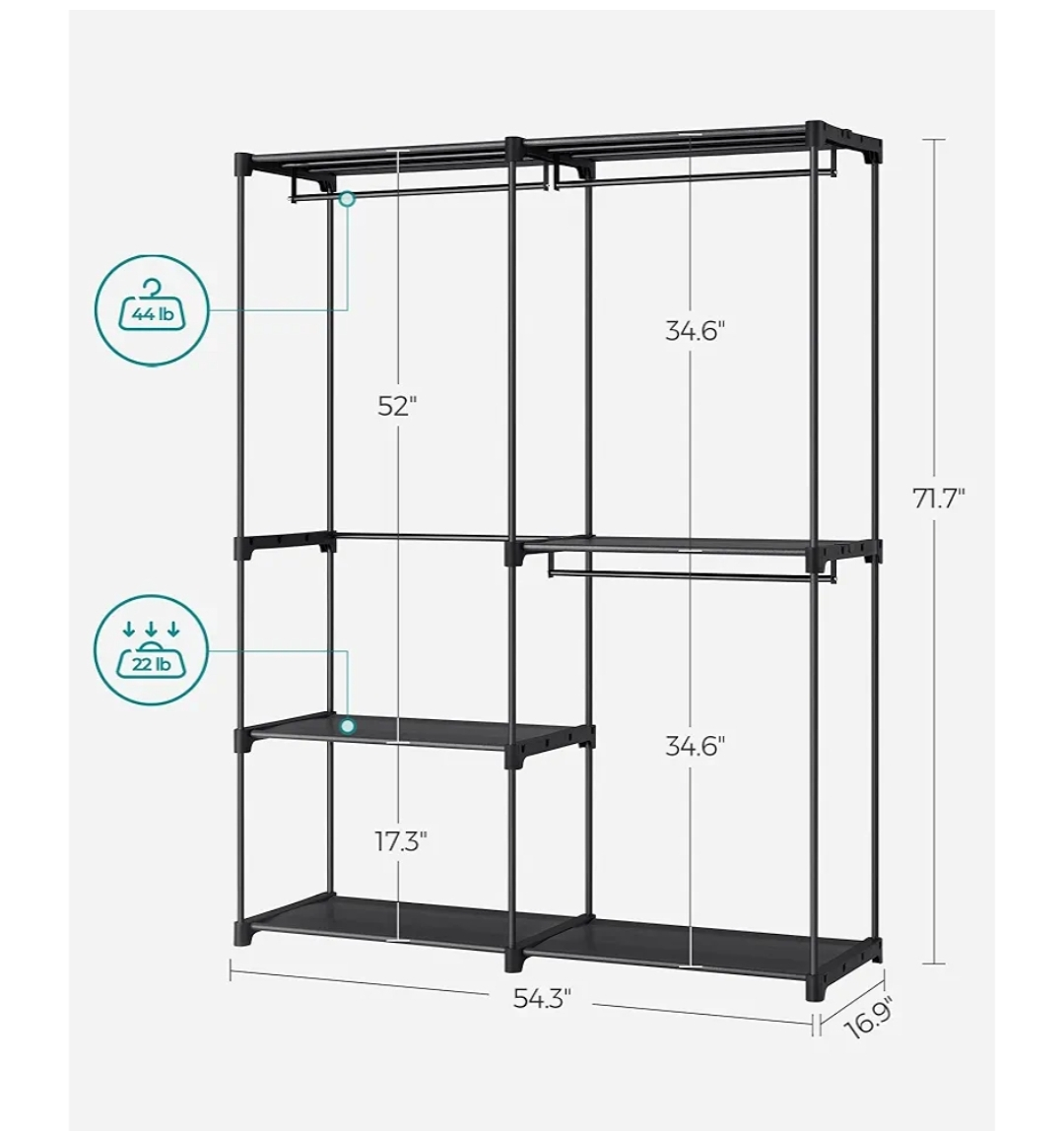 Clothes Rack with Shelves, Hanging Rods - photo 4