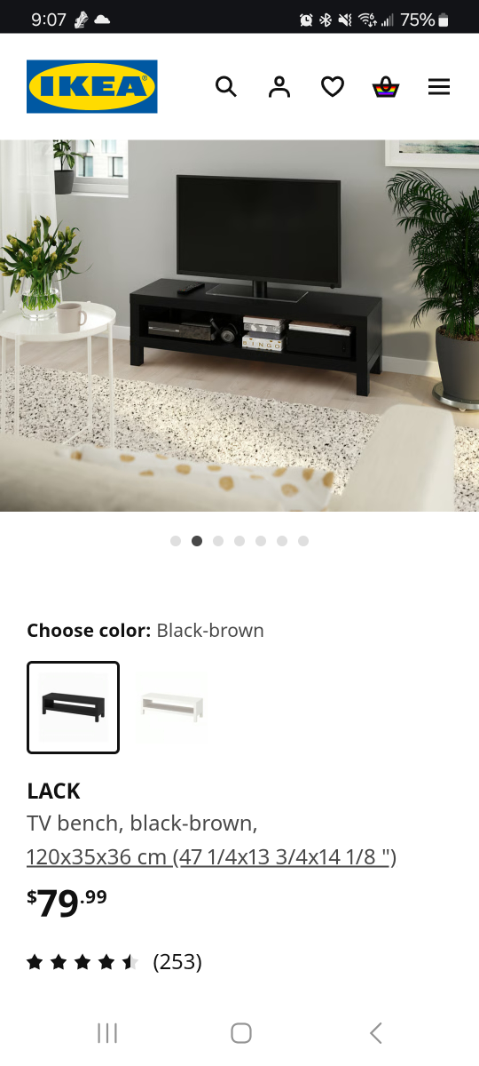 IKEA LACK TV Bench - Black-Brown