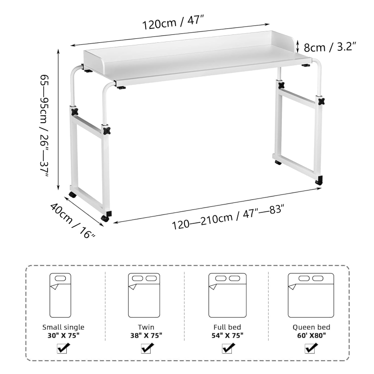 White Adjustable Bedside Table - photo 2