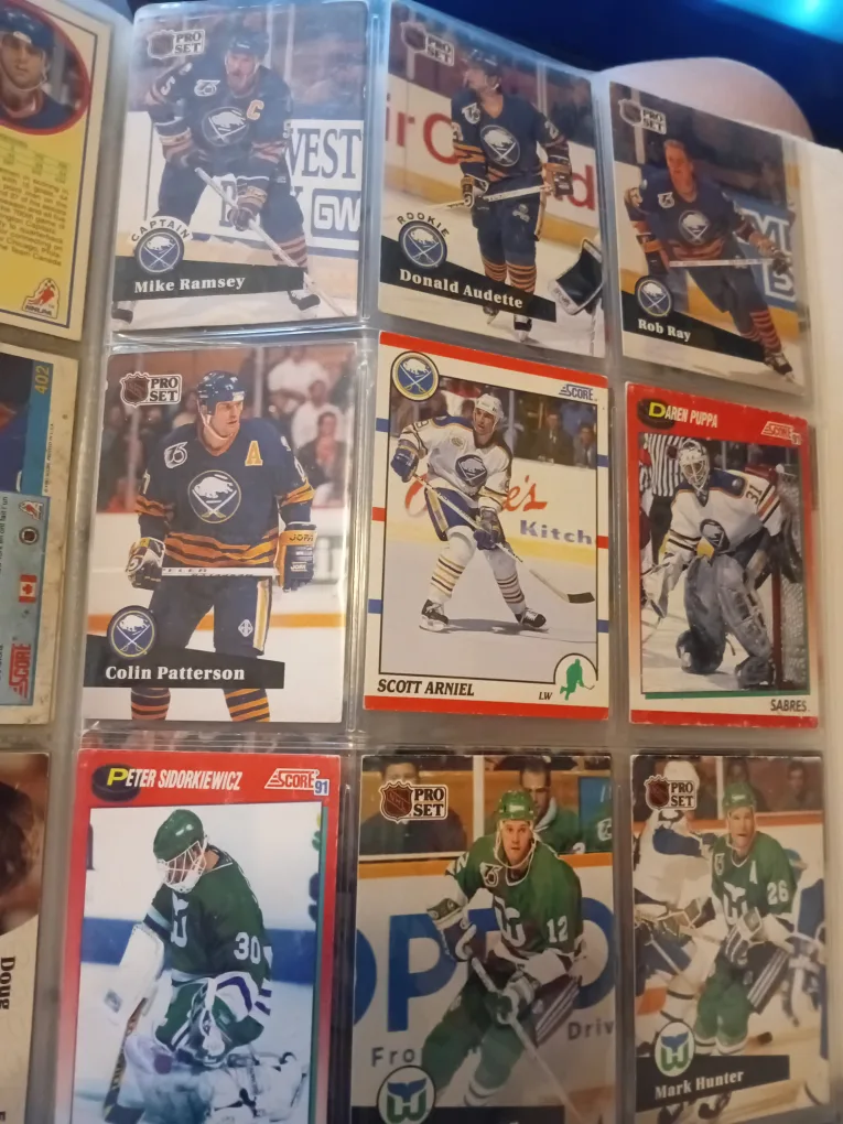 90s hockey cards, some have doubles. can drop off for extra fee image indicator(6)