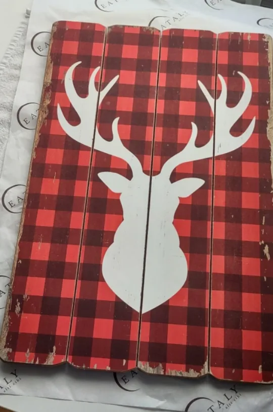 Rustic Wood Pallet Art - Maple Leaf & Deer image indicator(9)