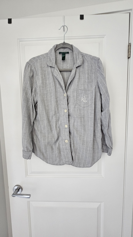 Ralph Lauren Grey Striped Pajama Set, Large - photo 2