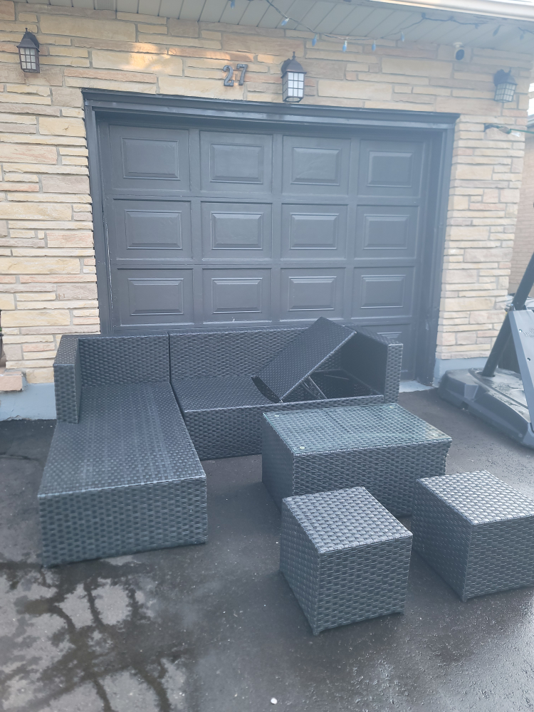 Outdoor Sectional Sofa Set with Table and Stools - photo 2