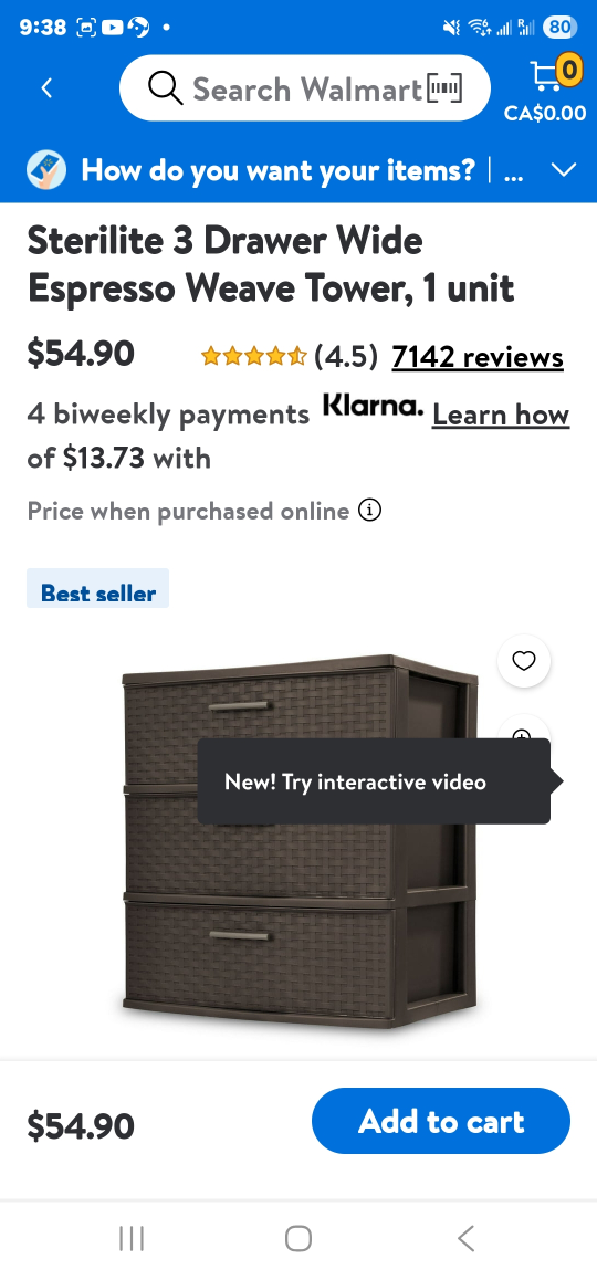 Sterilite 3-Drawer Woven Tower