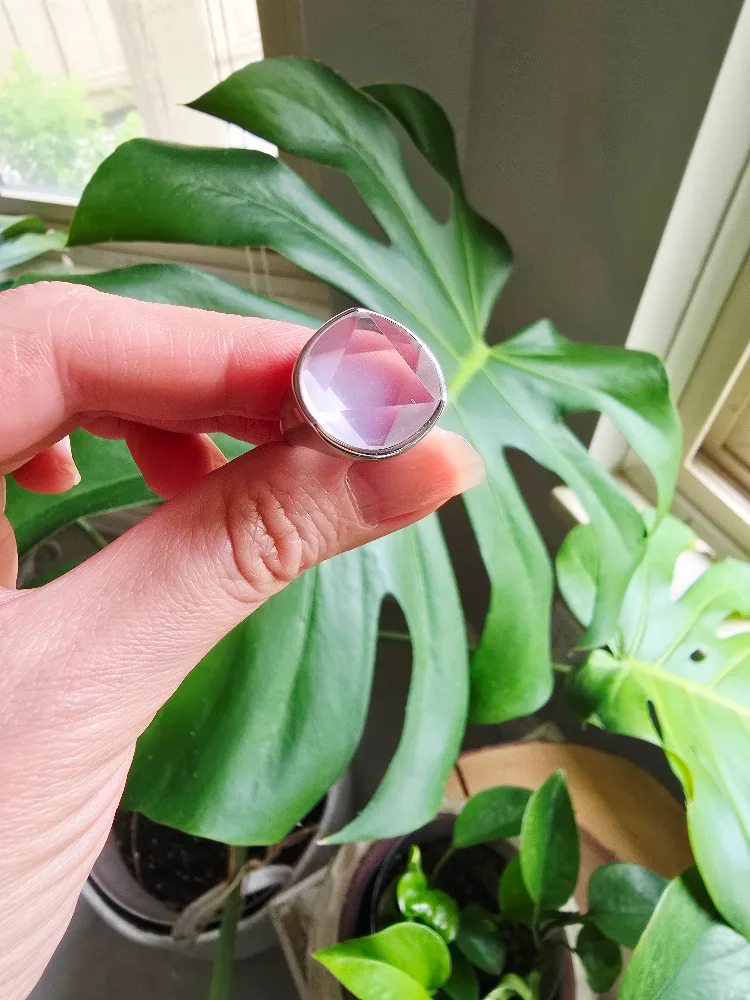 New Rose Quartz Star of David sterling silver ring thumbnail