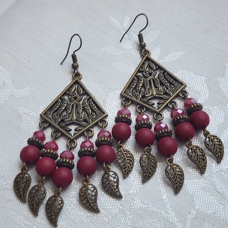 Boho Dangle Earrings - Bronze & Colourful image indicator(4)