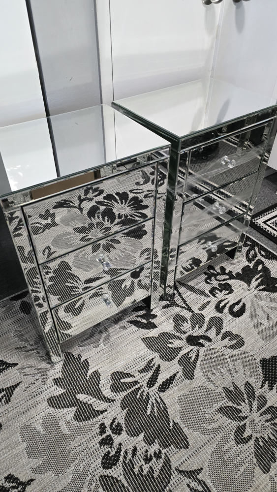 Mirrored 3-Drawer Nightstand - photo 4