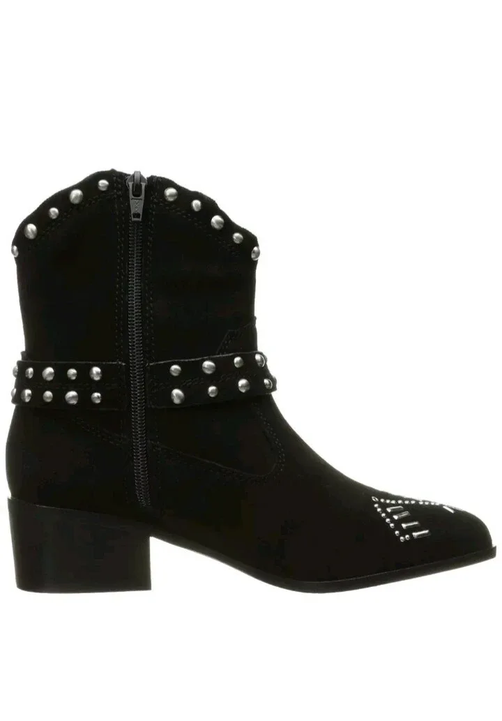 Black Suede Ankle Boots With Studs image indicator(3)