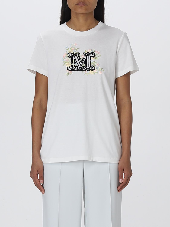 Max Mara Sacha - T-Shirt with M Monogram White 01150