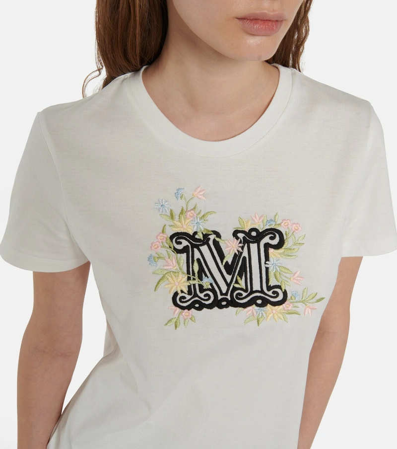 Max Mara Sacha - T-Shirt with M Monogram White 01150 - photo 2