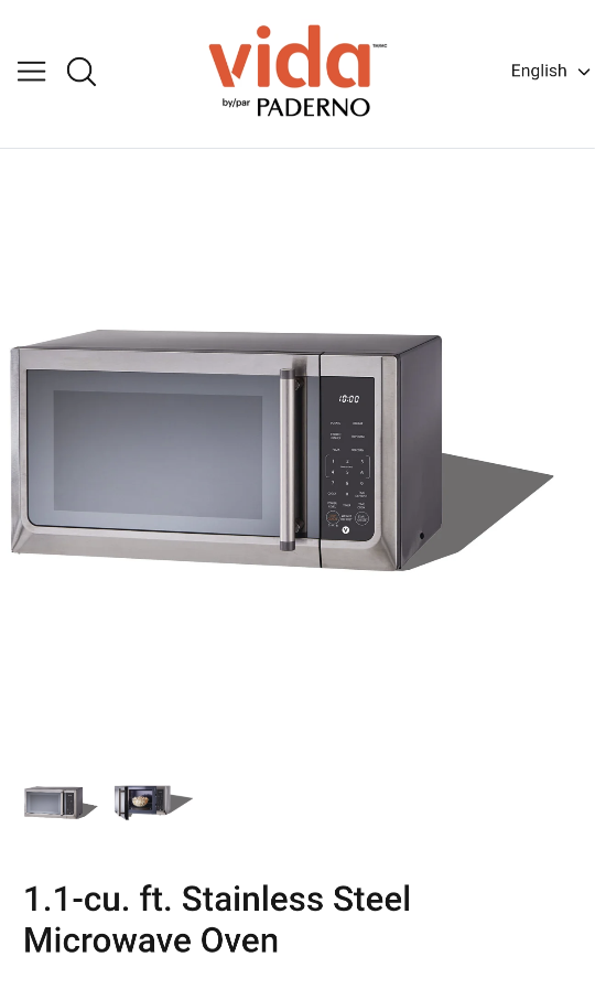 Vida by Paderno 1.1-cu. ft. Stainless Steel Microwave Oven
