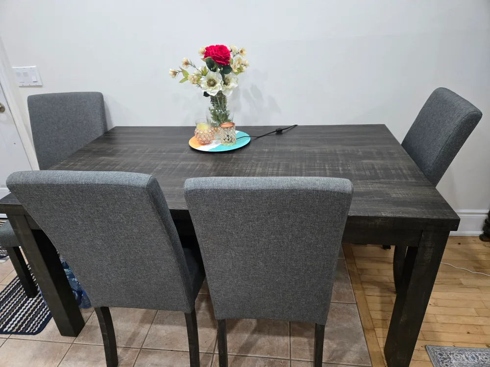 Dining Table Set with 4 Chairs - Grey
