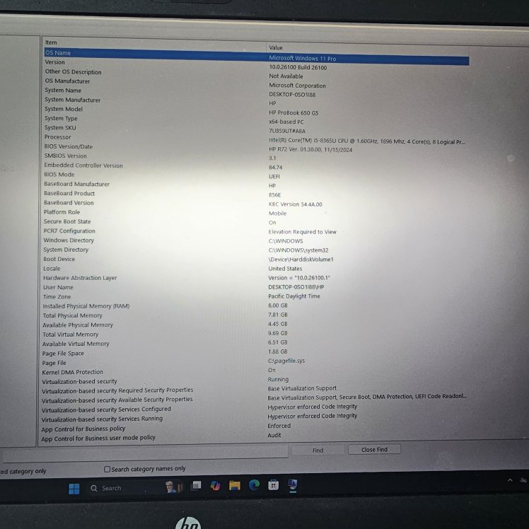 i5 8th, 8gb, 240gb SSD, Win11Pro, HP ProBook 650 G5 Laptop - photo 5
