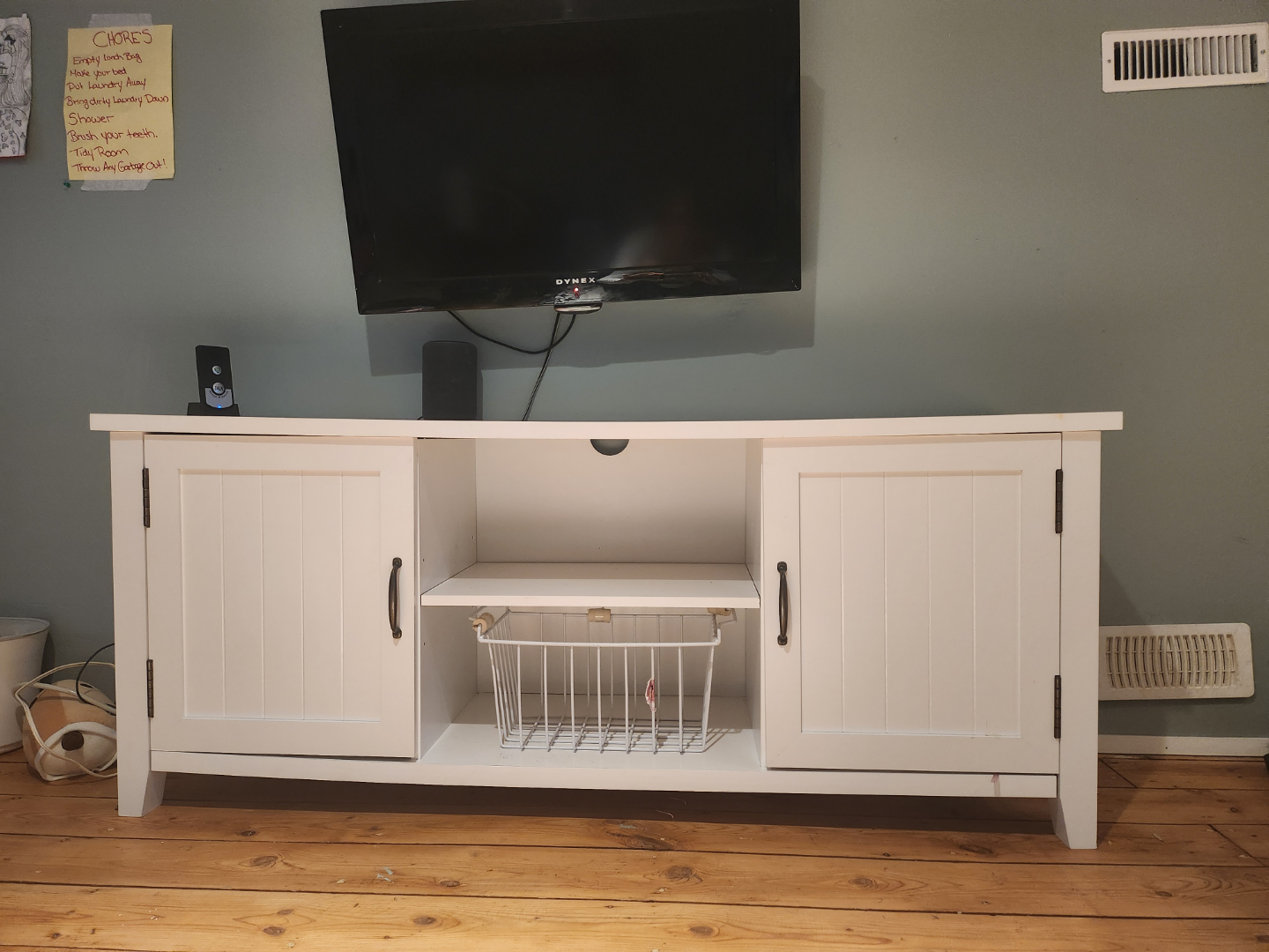 White TV Stand with Storage