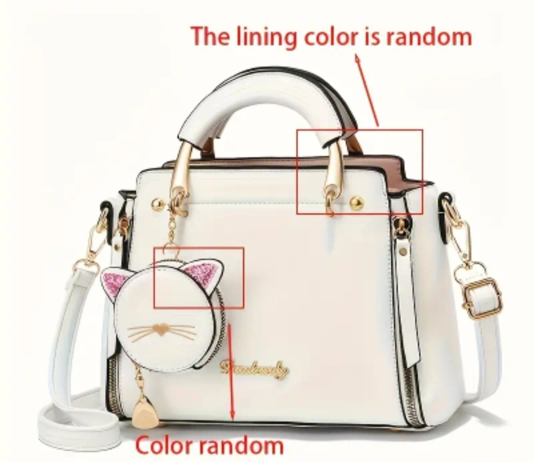 Cute White Handbag with Cat Charm - photo 3