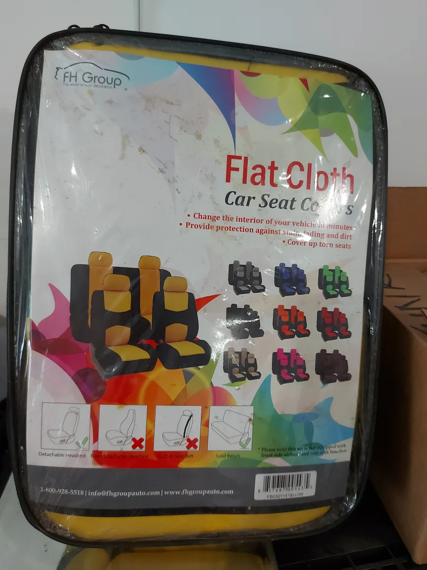 FH Group Flat Cloth Car Seat Covers - Yellow thumbnail