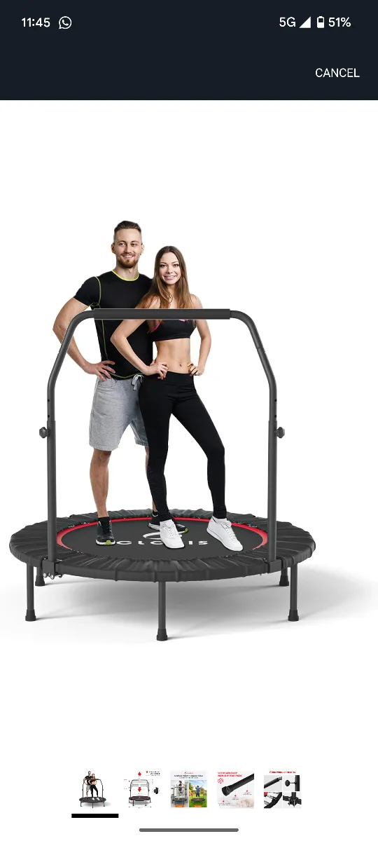 Cloris Mini Trampoline with Adjustable Handle Bar thumbnail