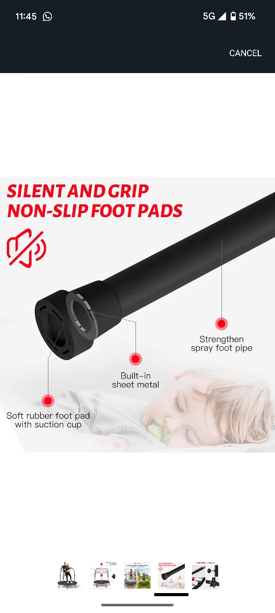 Cloris Mini Trampoline with Adjustable Handle Bar image indicator(4)