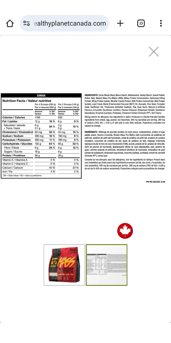 MUTANT MASS 5LBS - Muscle Mass Gainer image indicator(9)