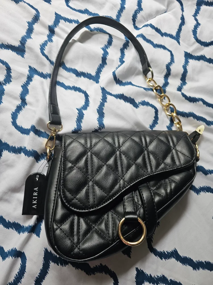 AKIRA Black Quilted Saddle Bag thumbnail