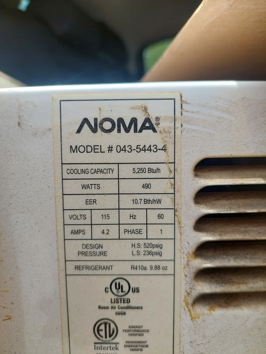 NOMA Window Air Conditioner, Model 043-5443-4 image indicator(3)