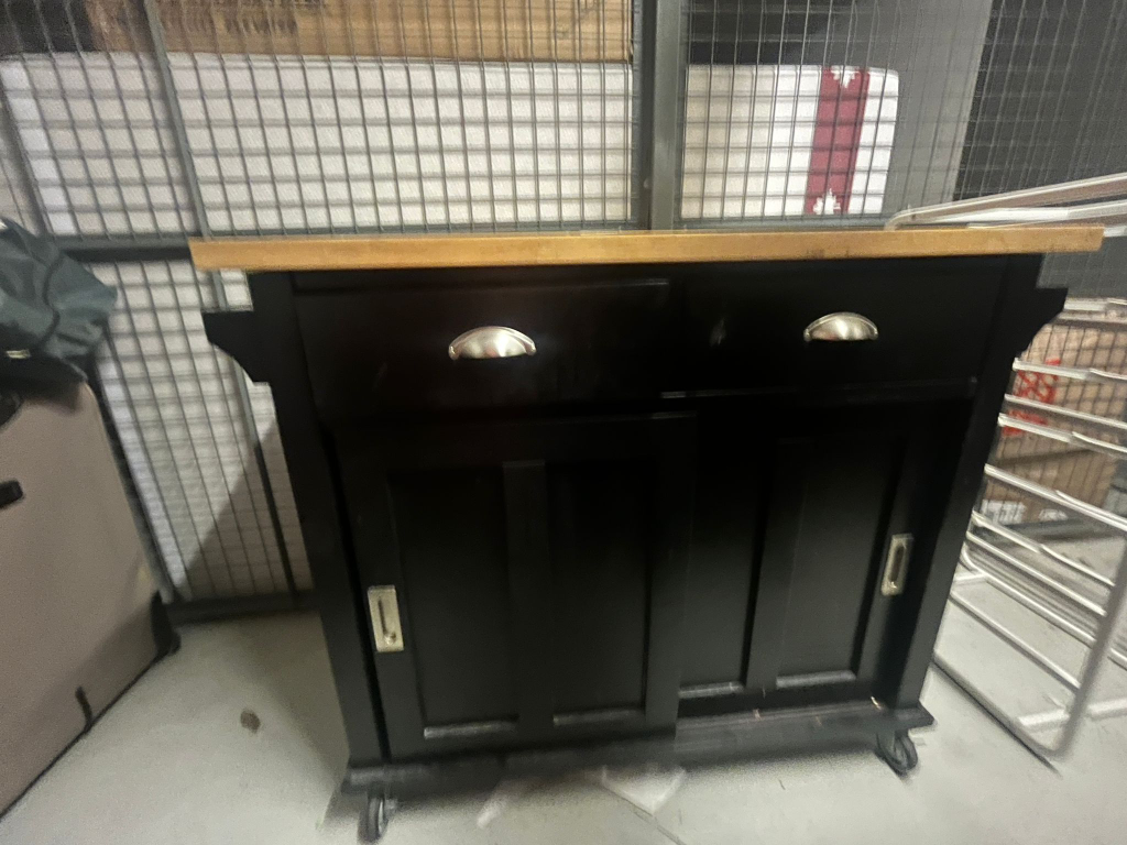 Black Kitchen Island Cart with Wood Top