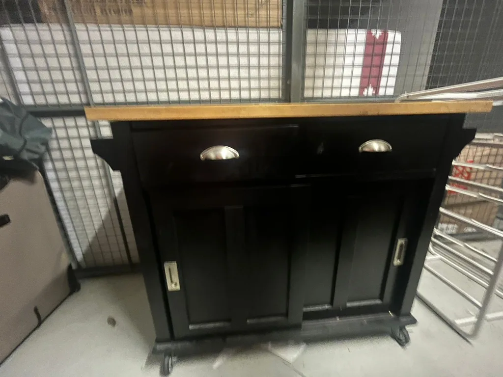 Black Kitchen Island Cart with Wood Top thumbnail