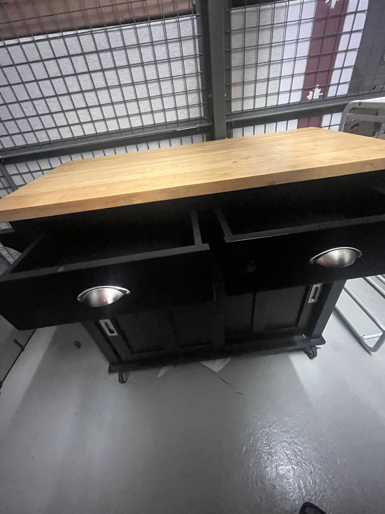 Black Kitchen Island Cart with Wood Top - photo 5