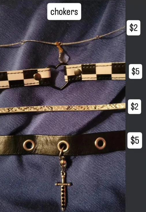 Chokers: Black Leather, Checkered Heart, Crystal, Snakeskin thumbnail