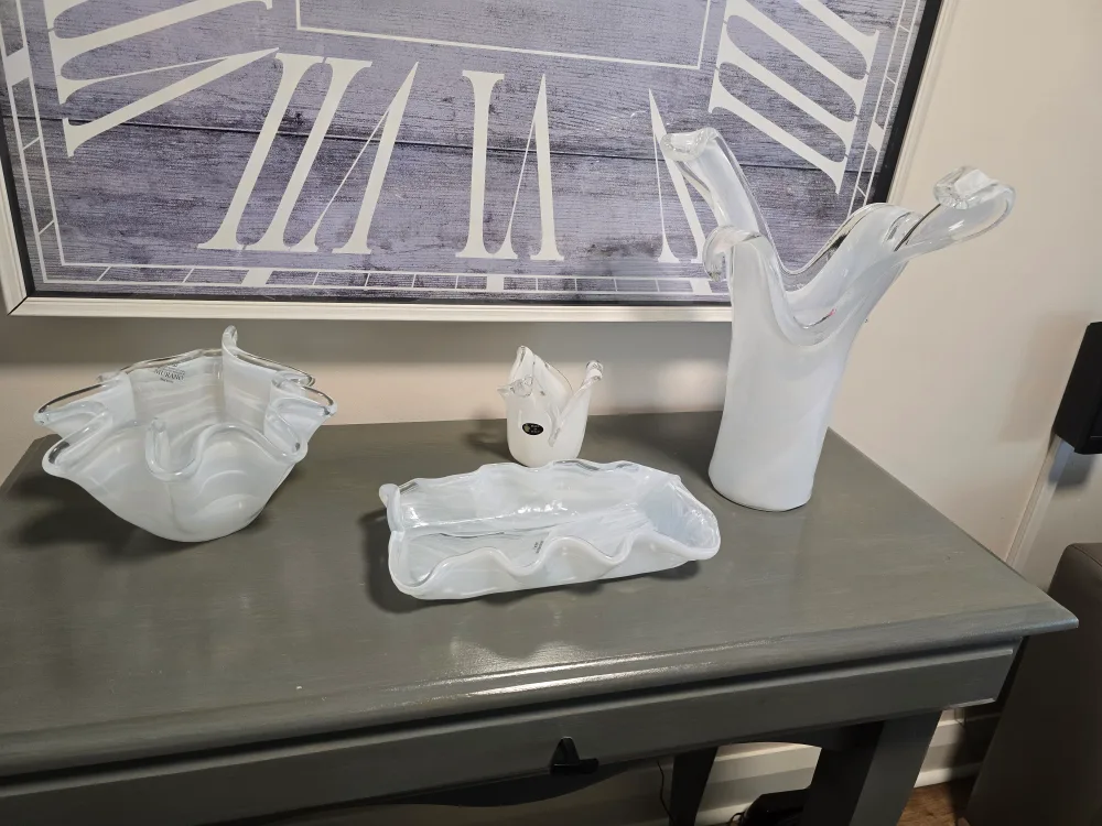 Murano Glass Vases and Bowl Set thumbnail