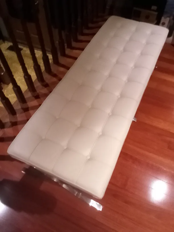 (Mobilia) Modern Barcelona Bench, real Ivory Leather image indicator(5)