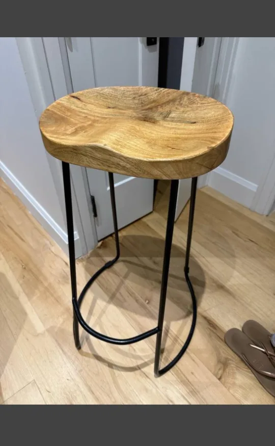 (Free Delivery) Wooden Bar Stools with Metal Legs thumbnail