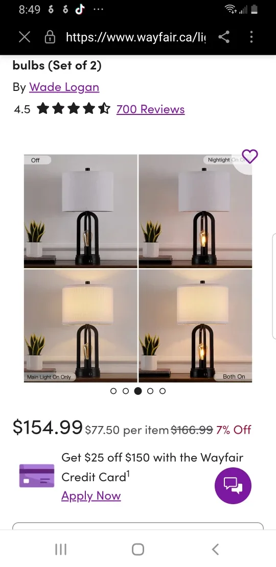 Table Lamps Wade Logan Bulbs Set of 2  New image indicator(3)