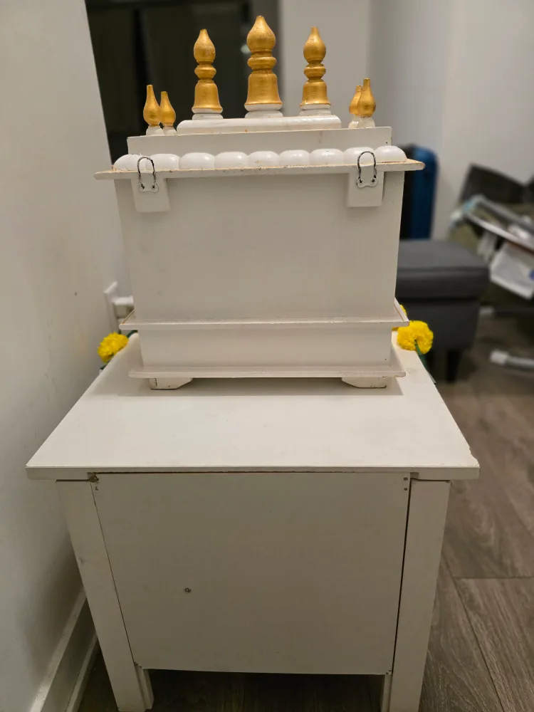 Handcrafted Wooden Pooja Mandir+ table stand free image indicator(4)