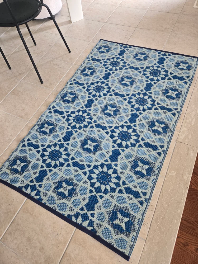 Blue Patterned Indoor/Outdoor Rug image indicator(3)