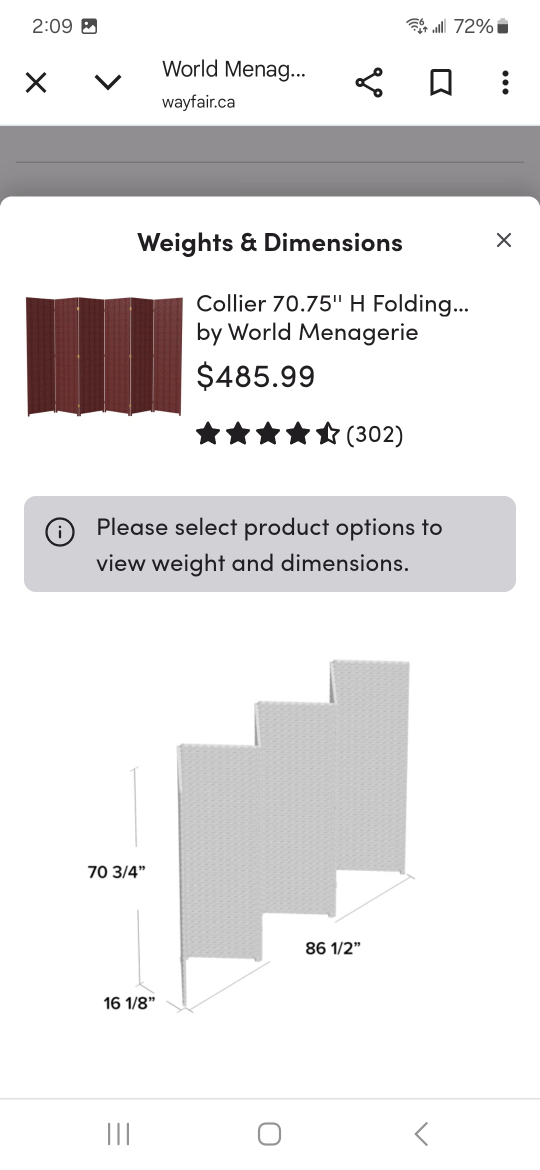 World Menagerie Collier Folding Room Divider - photo 2
