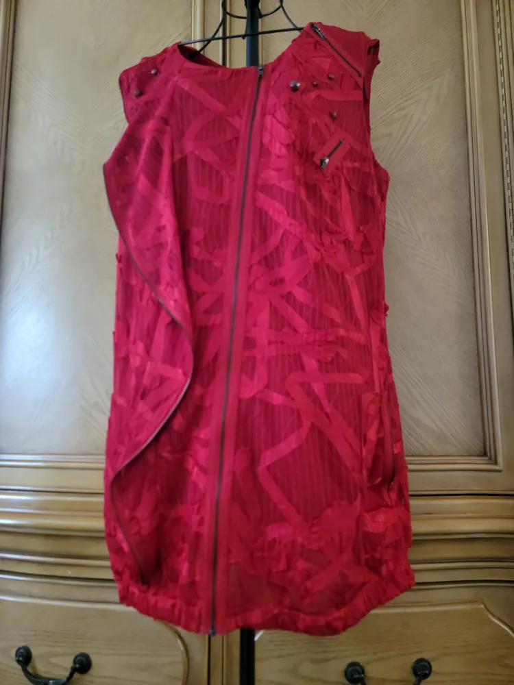 Simon Chang Red Sleeveless Dress Size 10 image indicator(3)