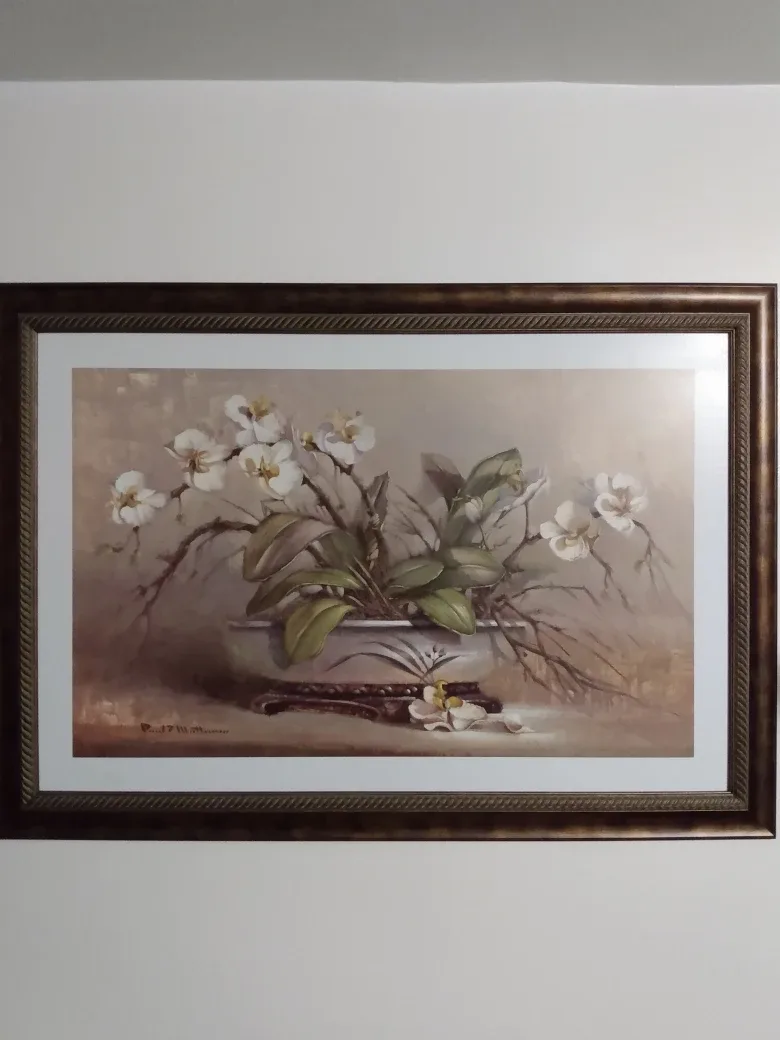 Beautiful Large Framed Art Orchid Painting image indicator(2)