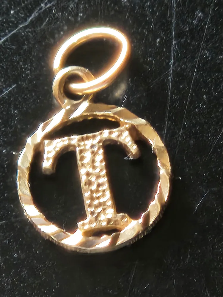 10kt Gold Intial Letter T Charm Pendant thumbnail