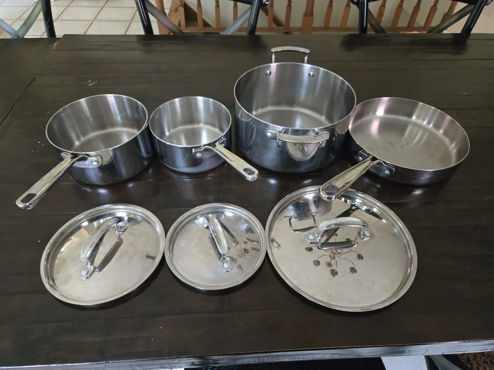 Tri-ply clad stainless steel stockpot + frying pan set thumbnail