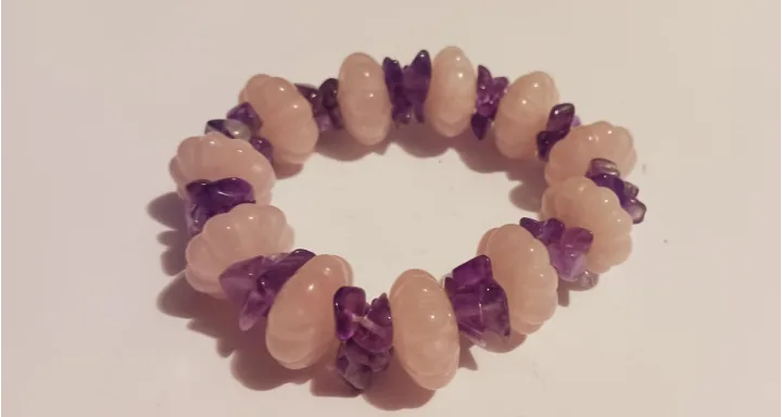 Gemstones Rose Quartz & Amethyst  Stones Bracelet thumbnail