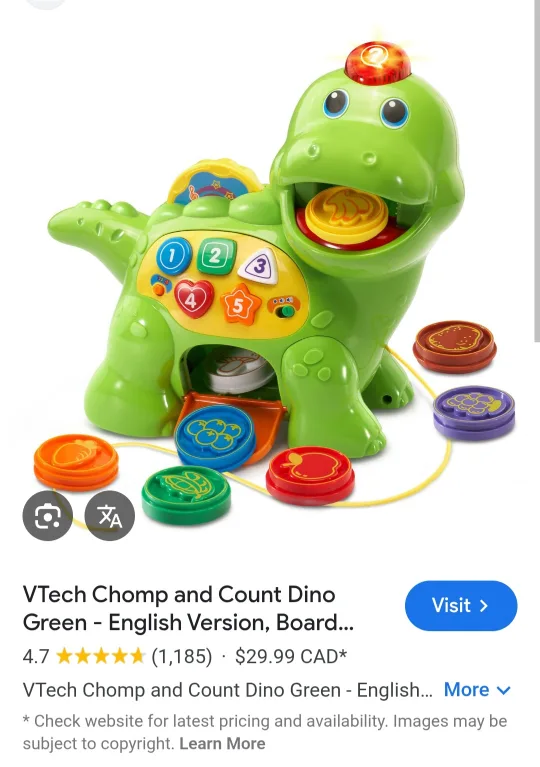 VTech Chomp and Count Dino - Green thumbnail